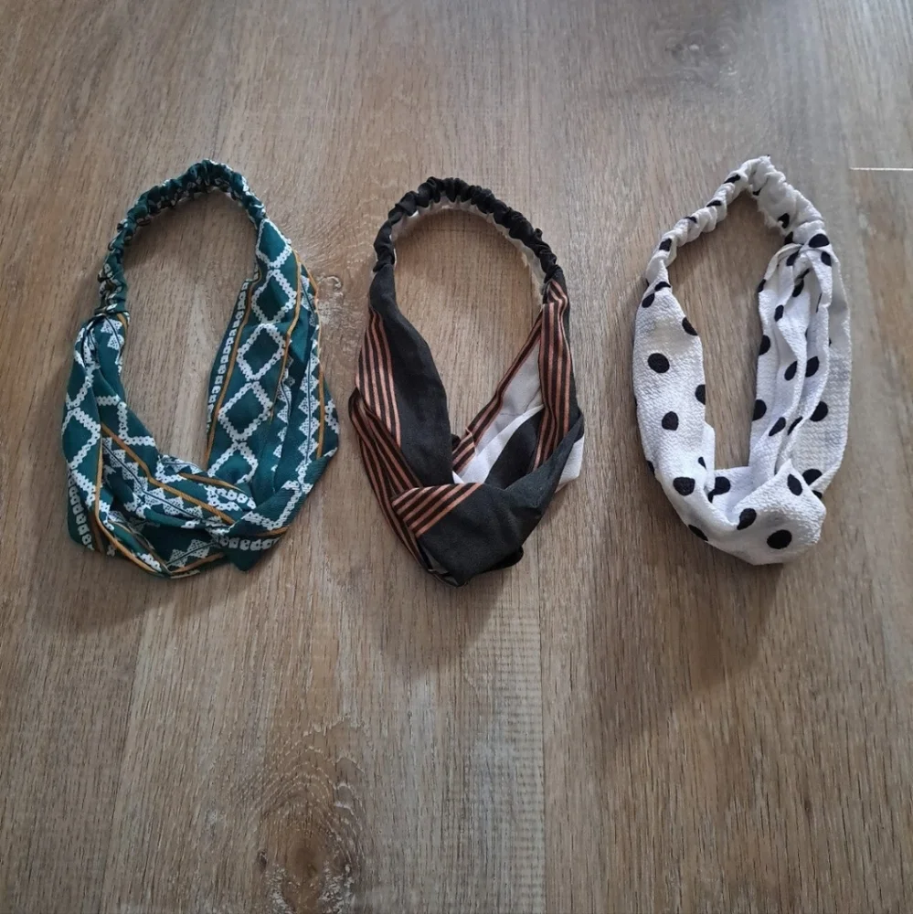 Lot of 3 Fabric Headbands Elastic Back NWOT